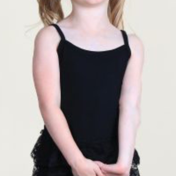 Girls Black Lace Ruffle Cami Tank Top - Picture 4 of 5